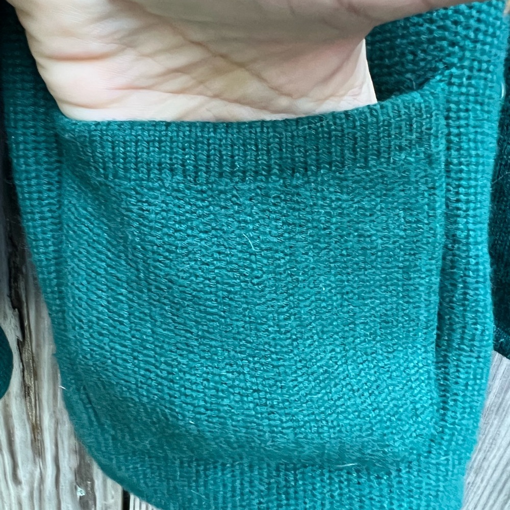 TALBOTS Green Double Breasted Cardigan Sweater size Large Petite - Picture 4 of 8